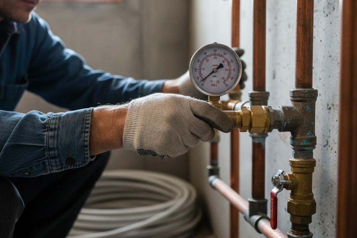 Pressure testing a repaired line during Water Line Repair in Ozone Park